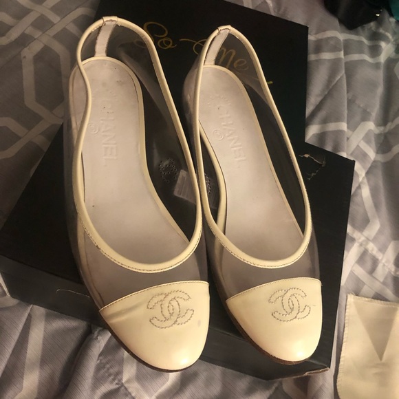 CHANEL CLEAR SLIP ON FLATS - Picture 1 of 7